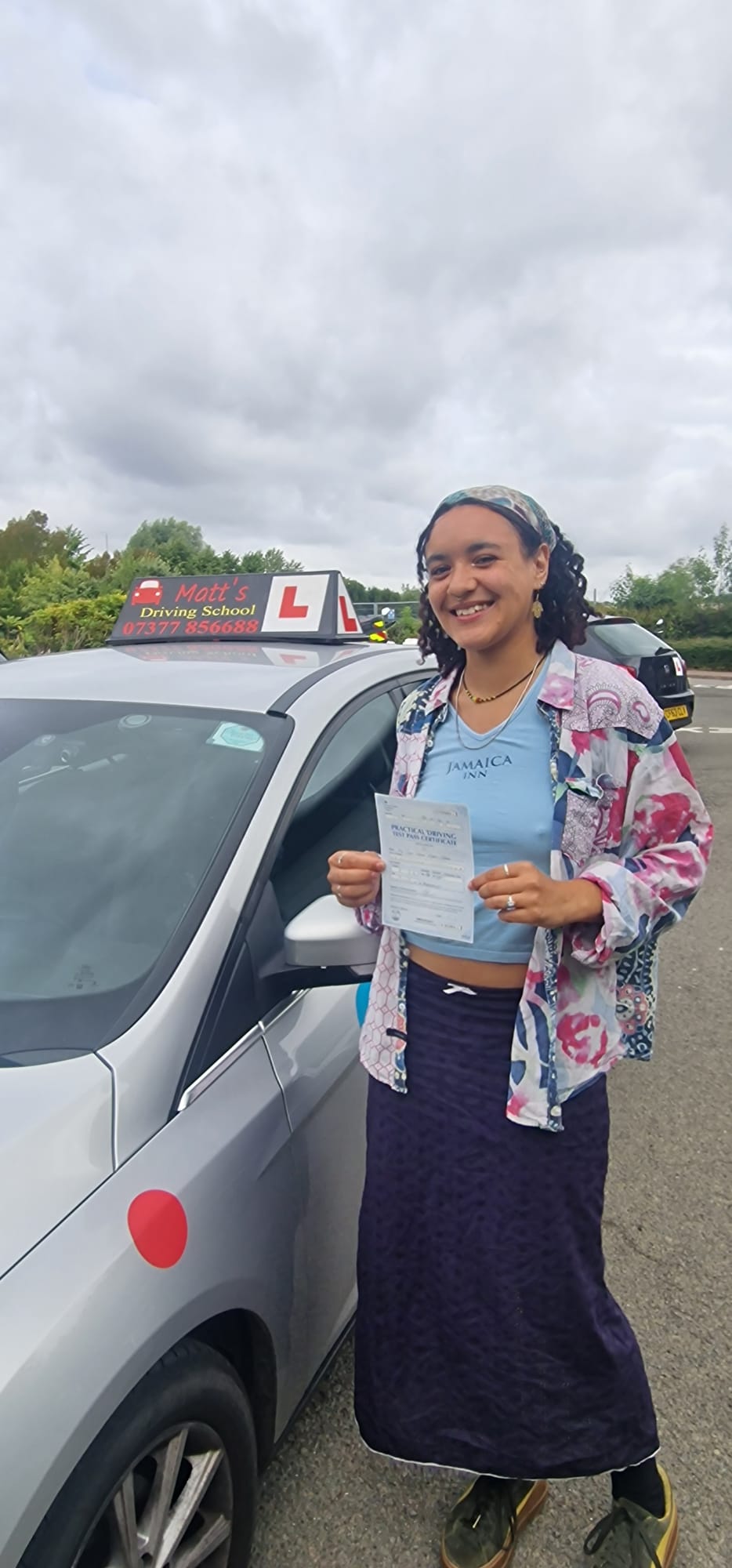 Happy student after driving lesson Saltford